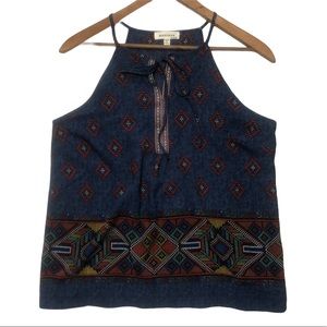 Monteau Tie-front Embroidered Tank